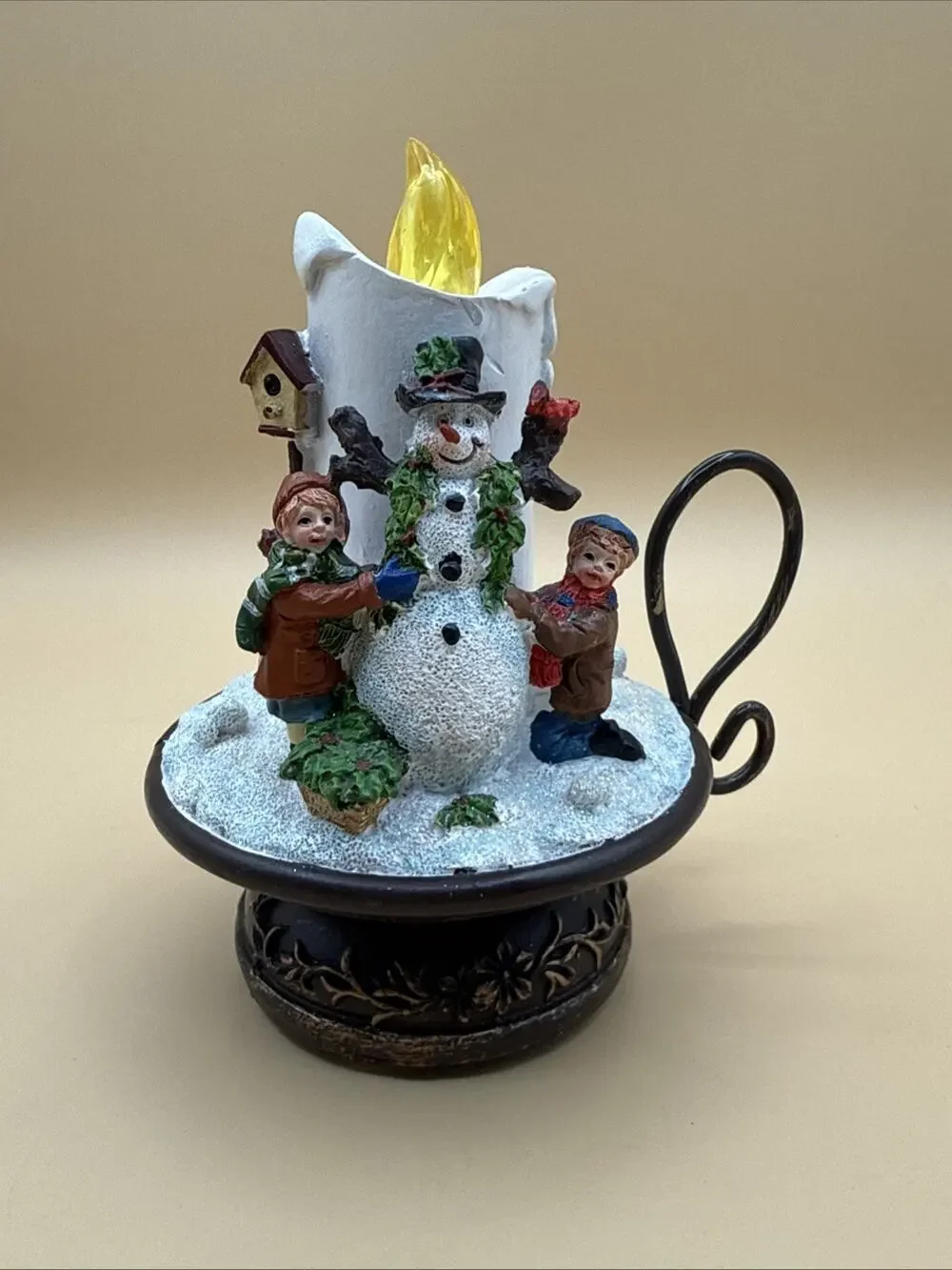 Christmas Decor Flickering Candle Stick KidBuilding Snowman Musical Plays Songs